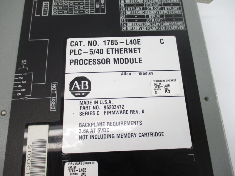ALLEN BRADLEY 1785-L40E SER. C  5VDC 3.6A F/W K UNMP