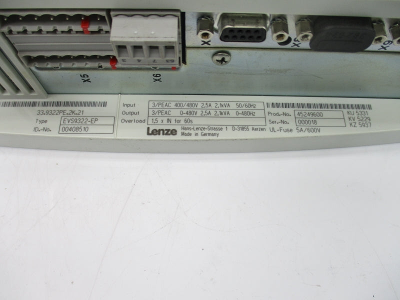 LENZE EVS9322-EP 400/480V, 2.5A UNMP