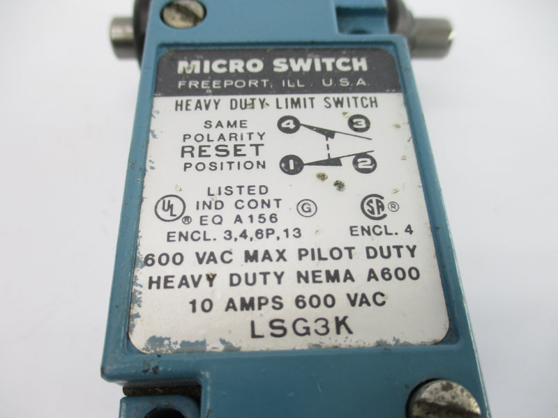 MICRO SWITCH LSG3K 600VAC 10A UNMP