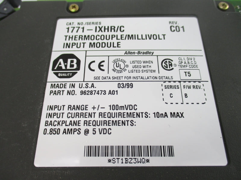 ALLEN BRADLEY 1771-IXHR SER. C F/W B 5VDC 0.850A UNMP
