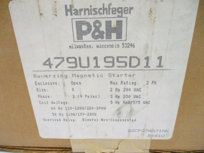 HARNISCHFEGER 479U195D11 110-120/220-240V 20A NSMP