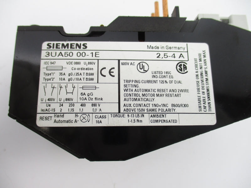 SIEMENS 3UA5000-1E 690V 2.5-4A NSNP