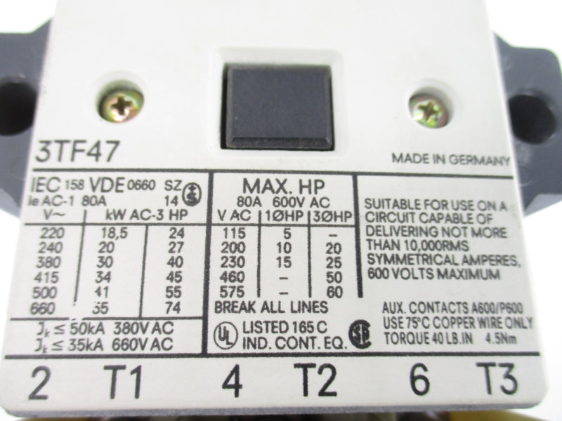 SIEMENS 3TF47 100/120V 80A NSNP