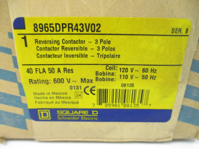SQUARE D 8965DPR43V02 SER. B 110/120V 50A NSMP
