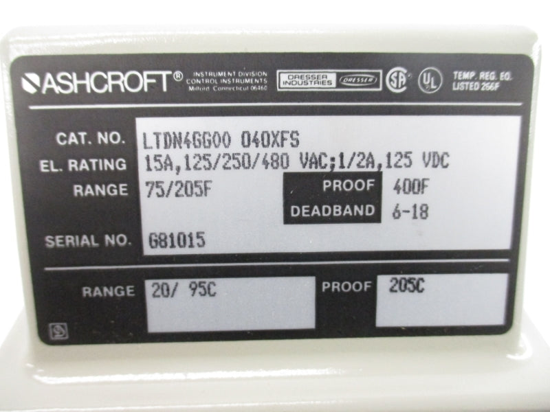 ASHCROFT LTDN4GG00040XFS 480VAC 15A UNMP