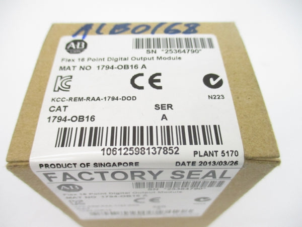 ALLEN BRADLEY 1794-OB16 SER. A 24VDC DATE: 2013 NSFS