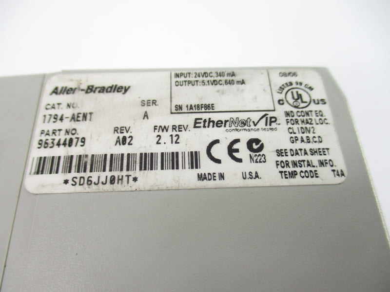 ALLEN BRADLEY 1794-AENT SER. A F/W 2.12 REV. A02 24VDC NSNP