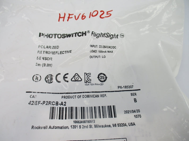 ALLEN BRADLEY 42EF-P2RCB-A2 SER. B 22-264VAC/DC NSMP