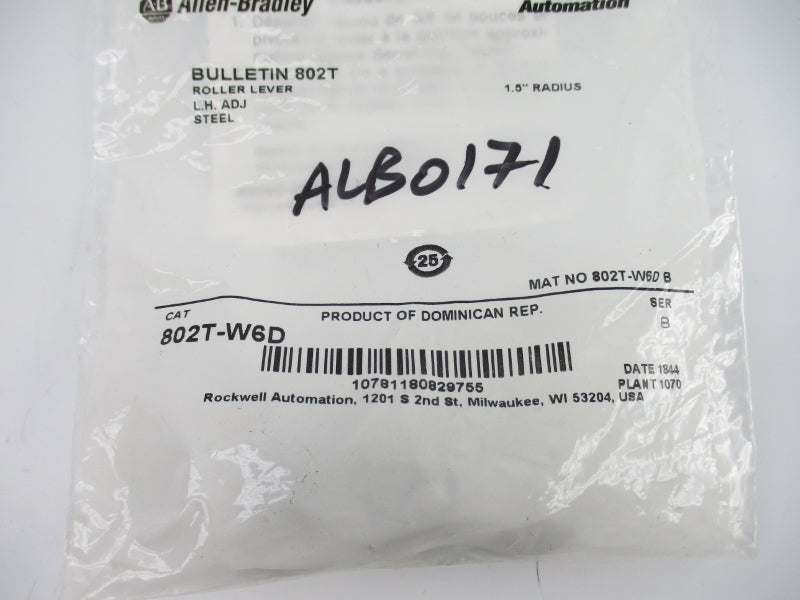 ALLEN BRADLEY 802T-W6D SER. B 1.5" NSMP