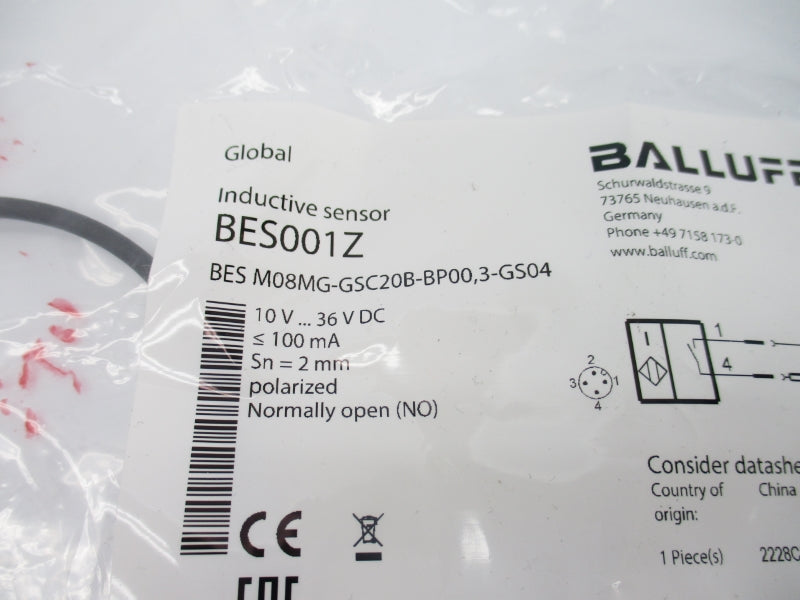 BALLUFF BESM08MG-GSC20B-BP00,3-GS04 BES001Z 10-36VDC NSMP