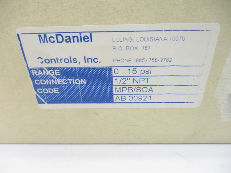 MCDANIEL CONTROLS MPB/SCA 0-15PSI 1/2" NSMP