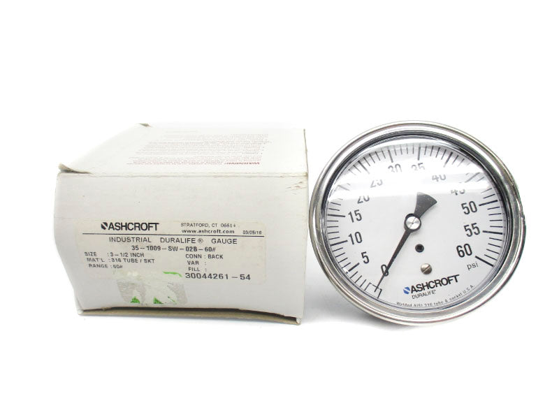 ASHCROFT 35-1009-SW-02B-60# 0-60PSI 3-1/2" NSMP