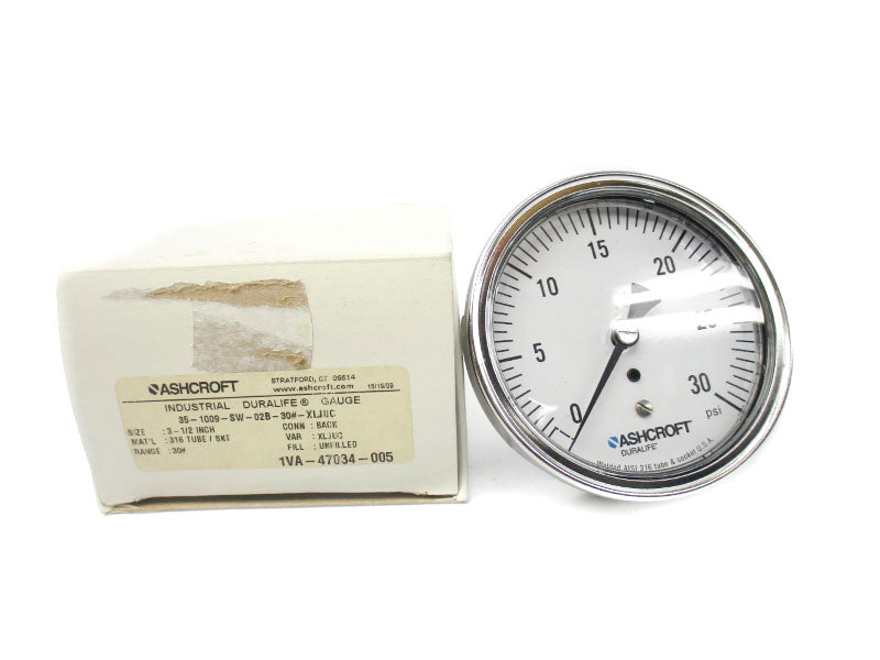 ASHCROFT 35-1009-SW-02B-30#-XLJUC 0-30PSI 3-1/2" NSMP