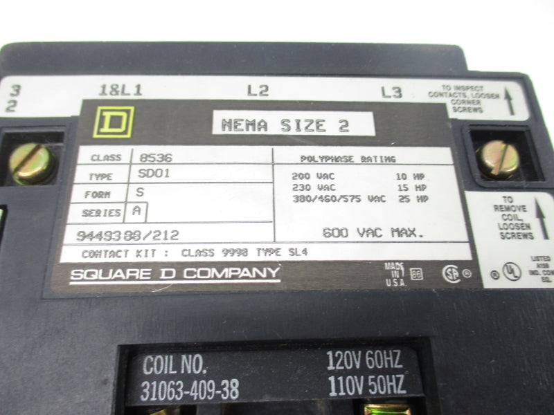 SQUARE D 8536SD01 SER. A 110/120V UNMP