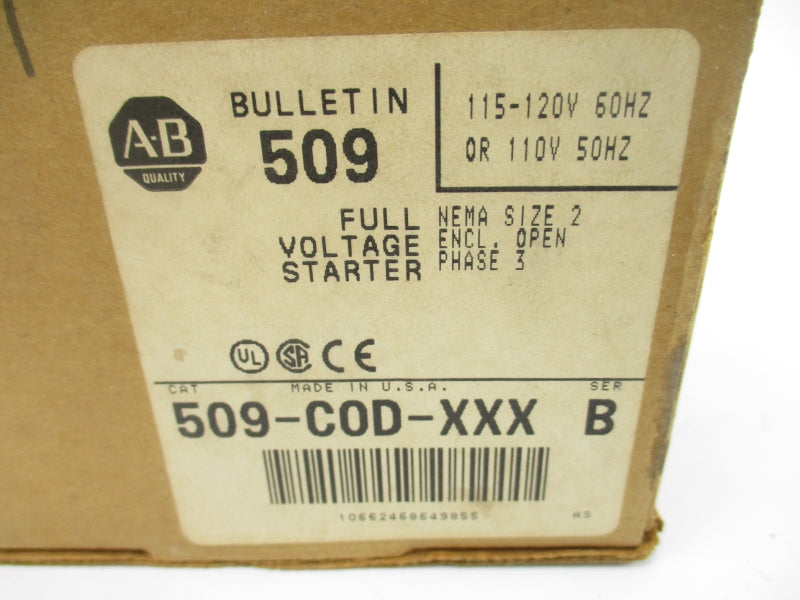 ALLEN BRADLEY 509-COD-XXX SER. B 110/115-120V 45A (BR/WH) NSMP