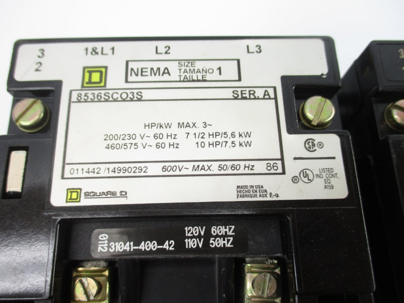 SQUARE D 8536SCO3S SER. A 110/120V UNMP