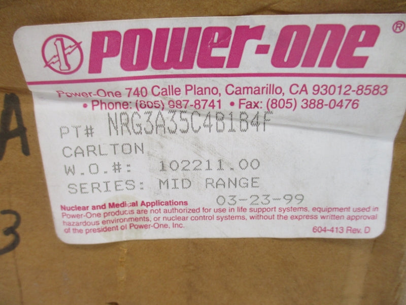 POWER-ONE NRG3A35C4B1B4F 115/230V 9.8-4.9A NSMP