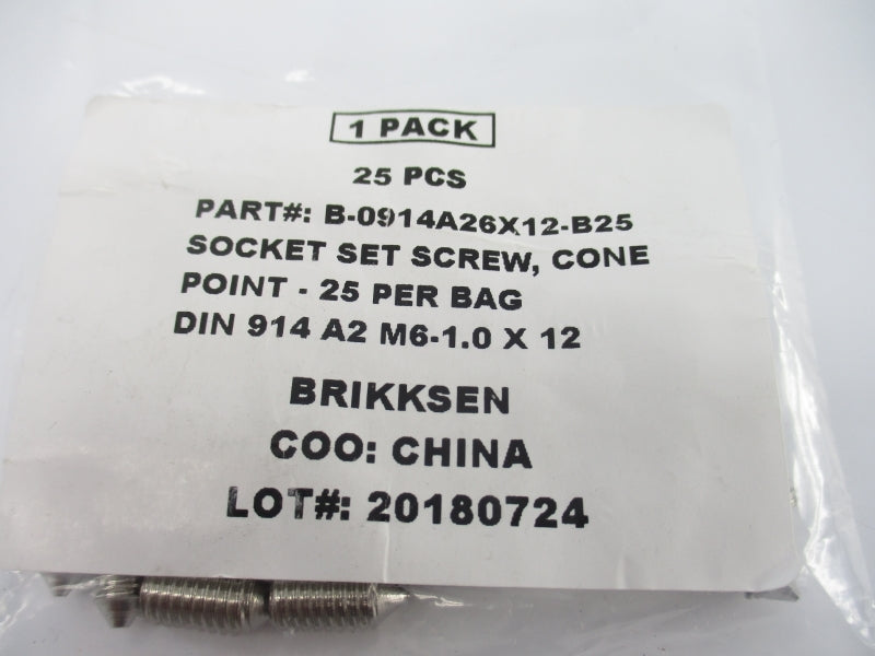 BRIKKSEN B-0914A26X12-B25 (PKG OF 25) NSMP