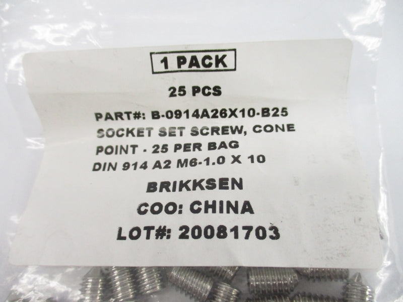 BRIKKSEN B-0914A26X10-B25 (PKG OF 25) NSMP