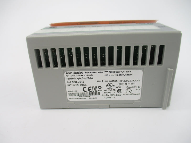 ALLEN BRADLEY 1794-OB16 SER. A 19.2-31.2VDC 0.5A NSMP