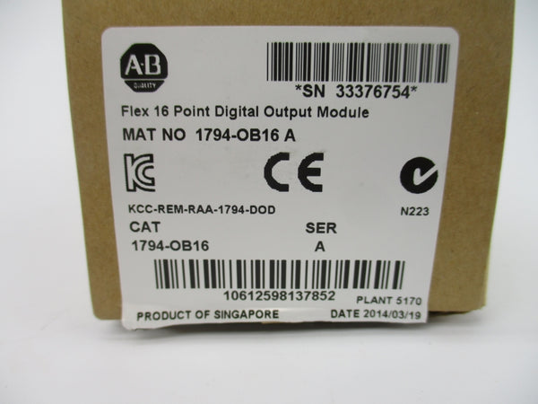ALLEN BRADLEY 1794-OB16 SER. A 19.2-31.2VDC 0.5A NSMP
