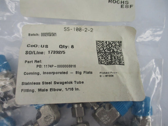 SWAGELOK SS-100-2-2 (PKG OF 8) NSMP