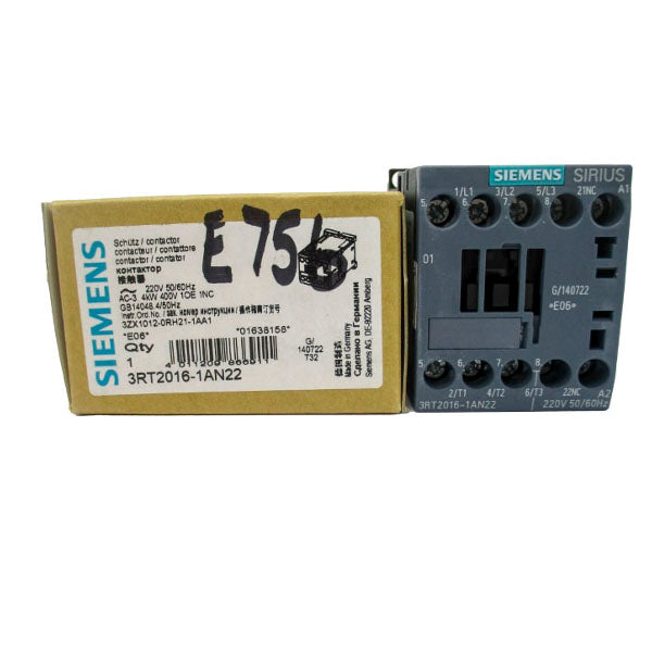 SIEMENS 3RT2016-1AN22 220V 20A NSMP
