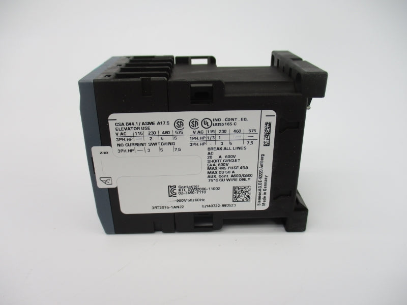 SIEMENS 3RT2016-1AN22 220V 20A NSMP