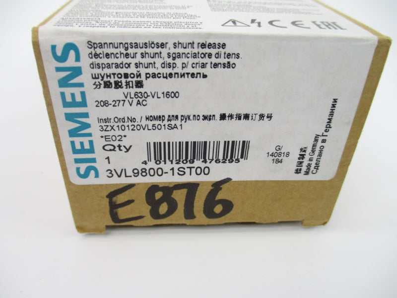 SIEMENS 3VL9800-1ST00 208-277VAC 1A NSMP