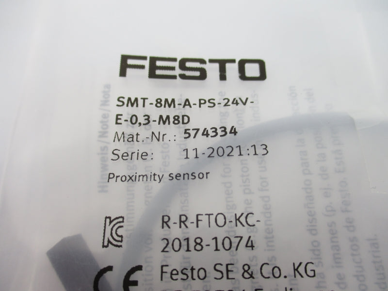 FESTO SMT-8M-A-PS-24V-E-0,3-M8D 574334 SER. 11-2021:13 NSMP