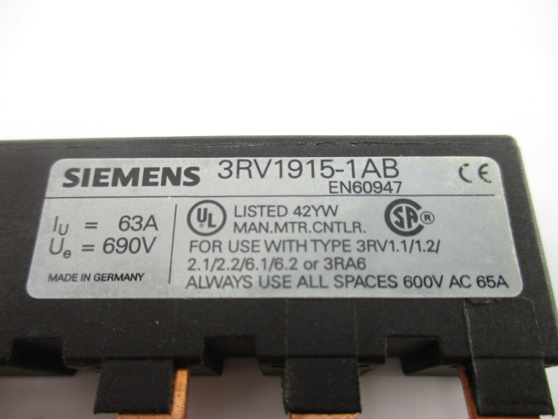 SIEMENS 3RV1915-1AB 690V 65A UNMP