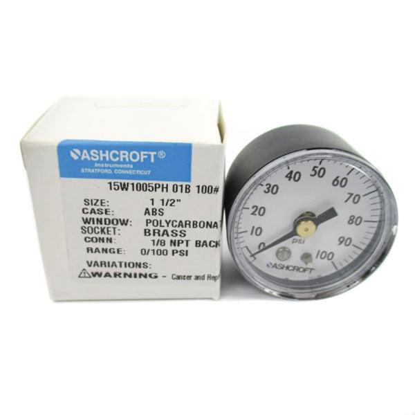 ASHCROFT 15W1005PH01B100# 1 1/2" 0-100PSI NSMP
