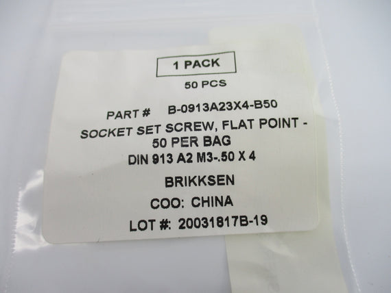 BRIKKSEN B-0913A23X4-B50 (PKG OF 50) NSMP