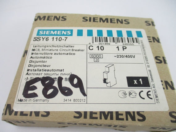 SIEMENS 5SY6110-7 230/400V 10A NSMP