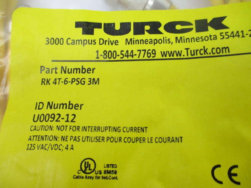 TURCK RK4T-6-PSG3M 125VAC 4A NSMP
