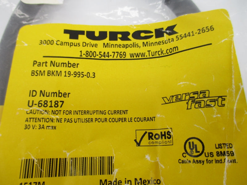 TURCK BSMBKM19-995-0.3 U-68187 30V 3A NSMP