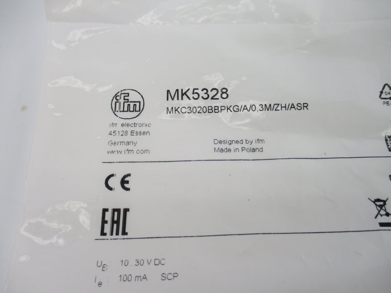 IFM EFECTOR MKC3020BBPKG/A/0,3M/ZH/ASR MK5328 10-30VDC NSMP