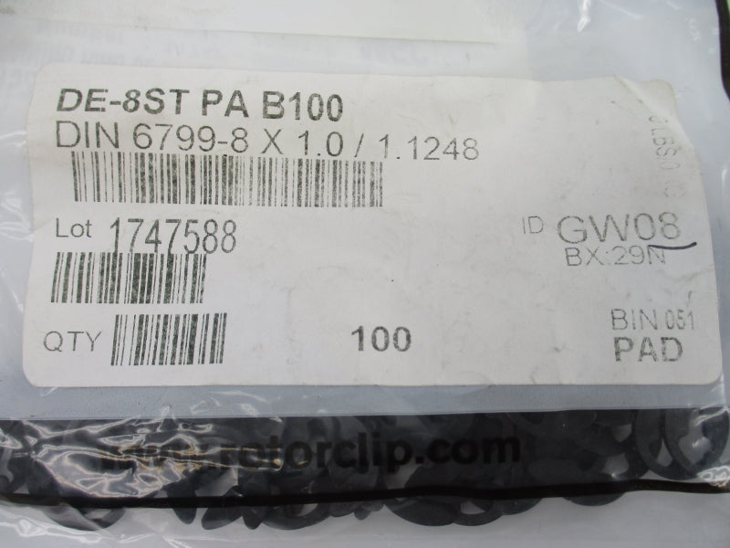ROTOR CLIP DE-8STPAB100 (PKG OF 100) NSMP