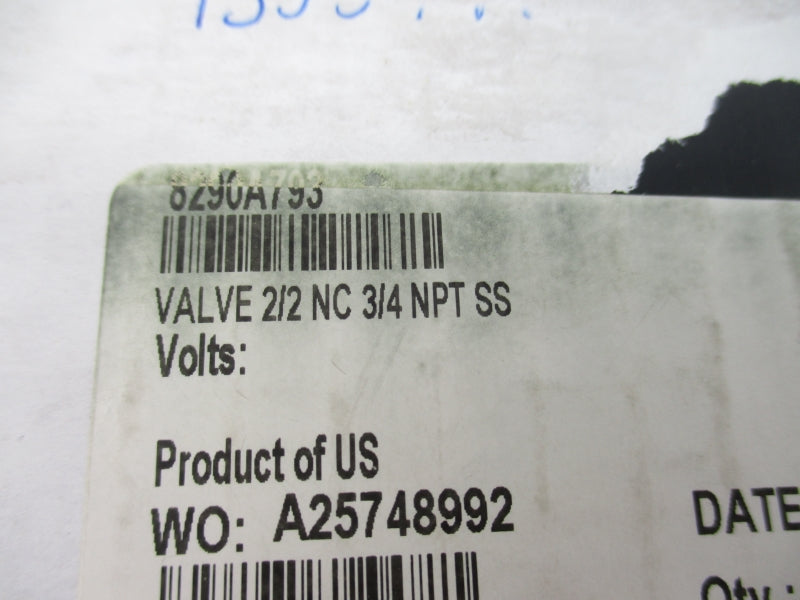 ASCO 8290A793 90PSI 3/4" NSMP