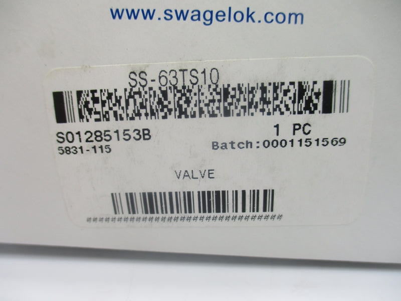 SWAGELOK SS-63TS10 2200PSI NSMP