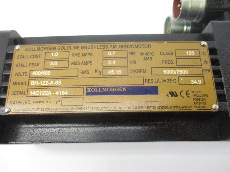KOLLMORGEN BH-122-A-63 400/480V 2.4A NSNP