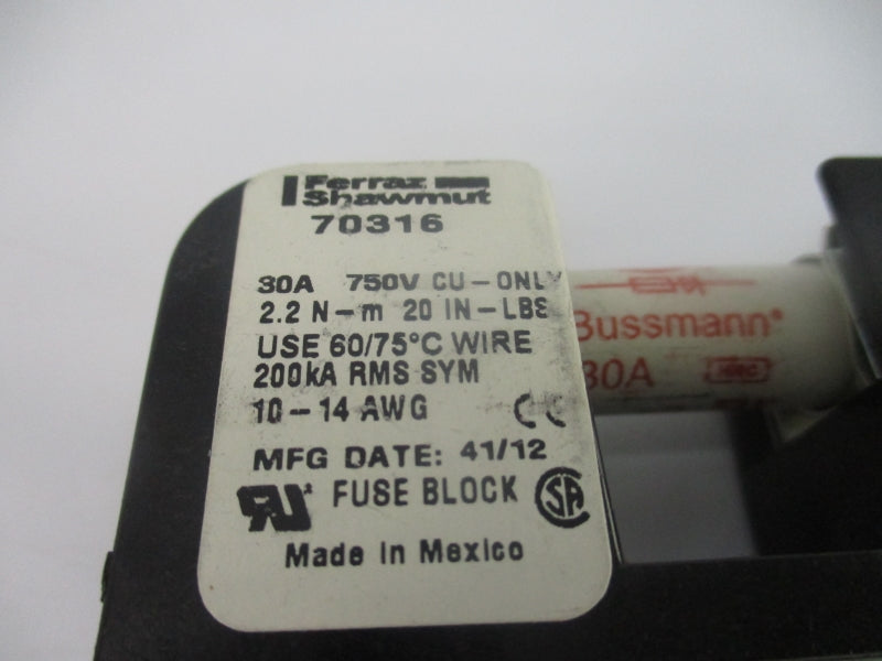 FERRAZ SHAWMUT 70316 750V 30A UNMP