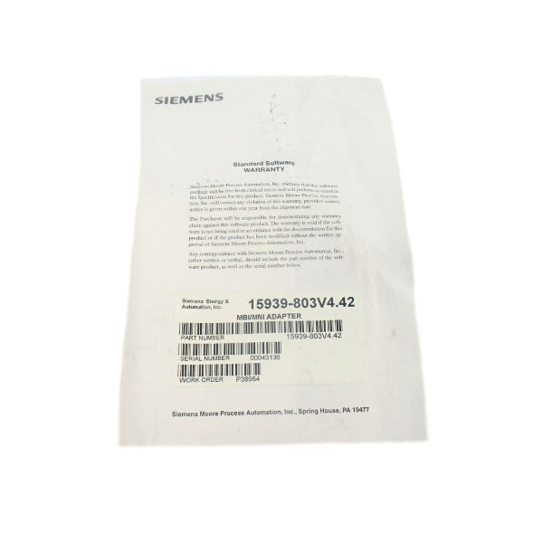 SIEMENS 15939-803V4.42 NSFS