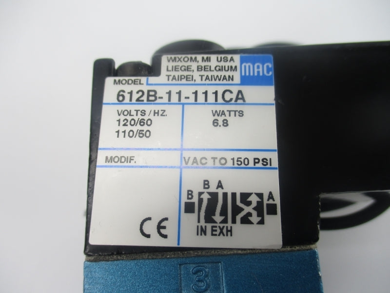 MAC 612B-11-111CA 110/120VAC 150PSI UNMP
