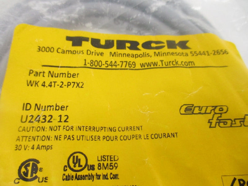 TURCK WK4.4T-2-P7X2 U2432-12 30V 4A NSMP