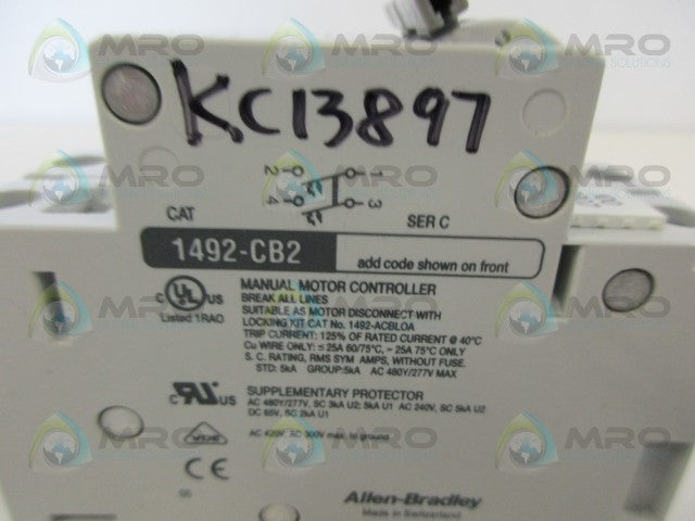 ALLEN BRADLEY 1492-CB2H150 SER C 2PL 15A 5HP *USED*