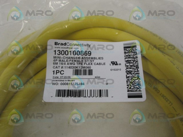 DANIEL WOODHEAD 114030K12M060 1300100869 CORDSET *NEW IN FACTORY BAG*