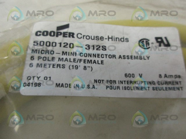 COOPER 5000120-312S 6P MALE/FEMALE CONNECTOR *NEW IN FACTORY BAG*