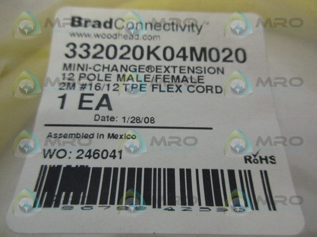 DANIEL WOODHEAD 332020K04M020 12P MALE/FEMALE FLEX CORD *NEW IN FACTORY BAG*