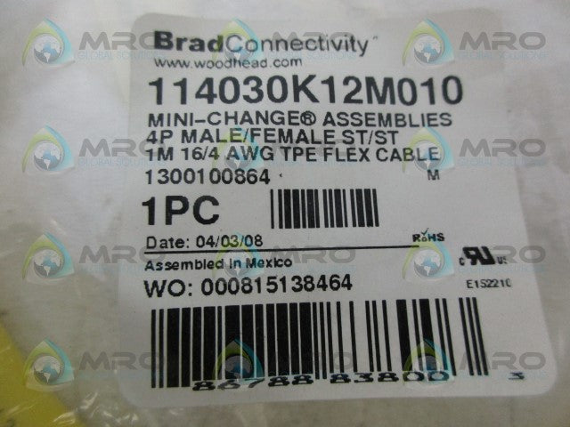 DANIEL WOODHEAD 114030K12M010 4P MALE/FEMALE FLEX CORD *NEW IN FACTORY BAG*